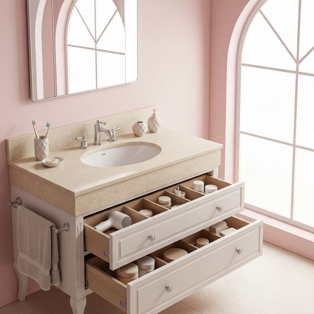 Clean organized bathroom vanity